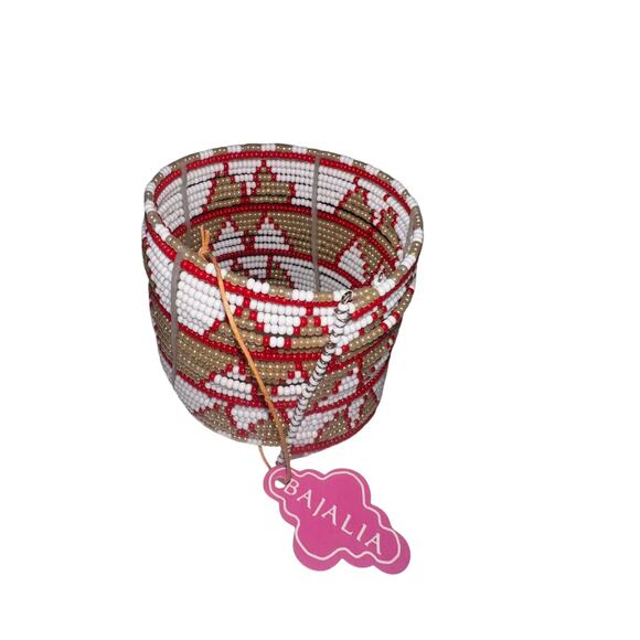 Iris Apfel & Bajalia Beaded Tribal Cuff Bracelet Statement Artisan Boho Chic - Picture 1 of 7